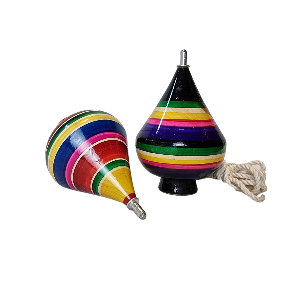 Trompo de madera mediano, juguete tradicional mexicano