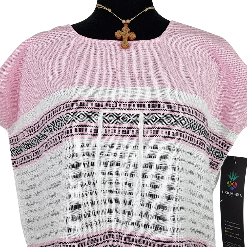 Blusa fresca de algodón hecha en telar de pedal, en Oaxaca