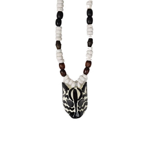 Collar de máscara miniatura del baile de los Morenos, tallada y decorada a mano