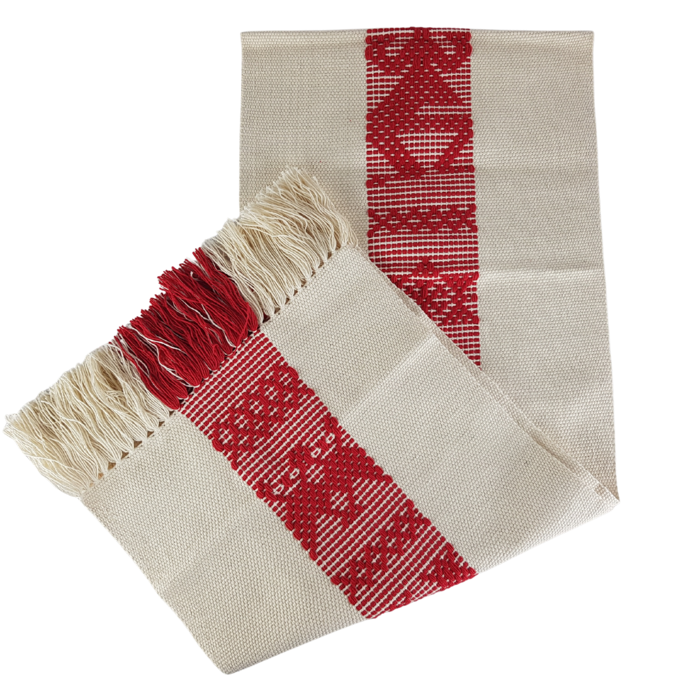 Camino de mesa de 1.5 m de largo con brocados tradicionales de Santo Tomás Jalieza, Oaxaca