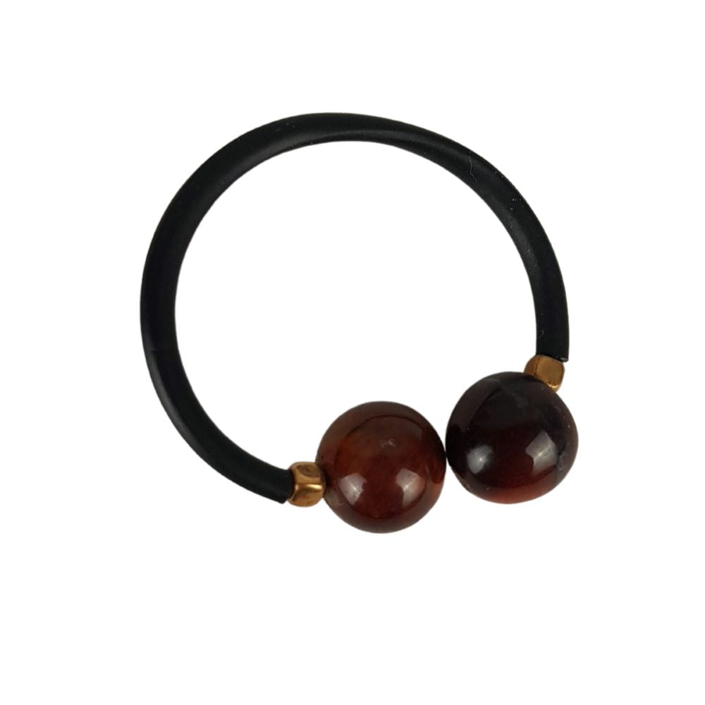 Anillo ajustable de caucho con piedra natural