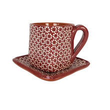 Cargar imagen en el visor de la galería, Taza cuadrada con plato de barro capulineado
