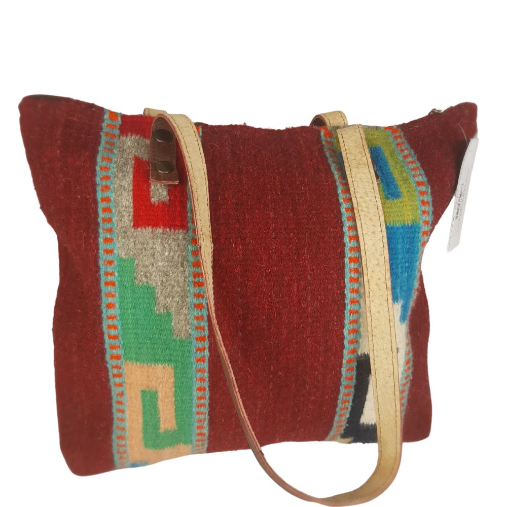 bolsa de lana teotitlán del valle en telar de pedal