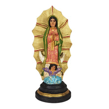 Cargar imagen en el visor de la galería, Virgencita de Guadalupe con resplandor tallada en madera
