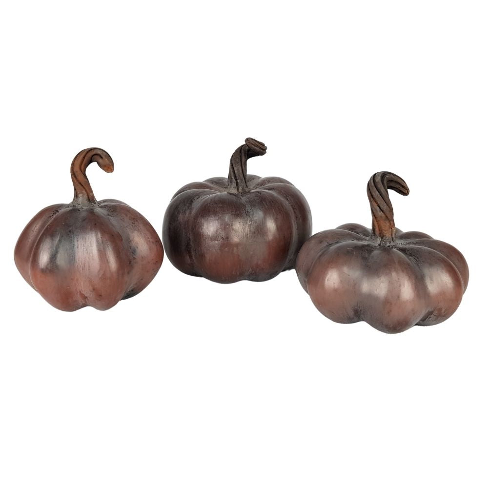 Juego de calabazas decorativas de barro bruñido