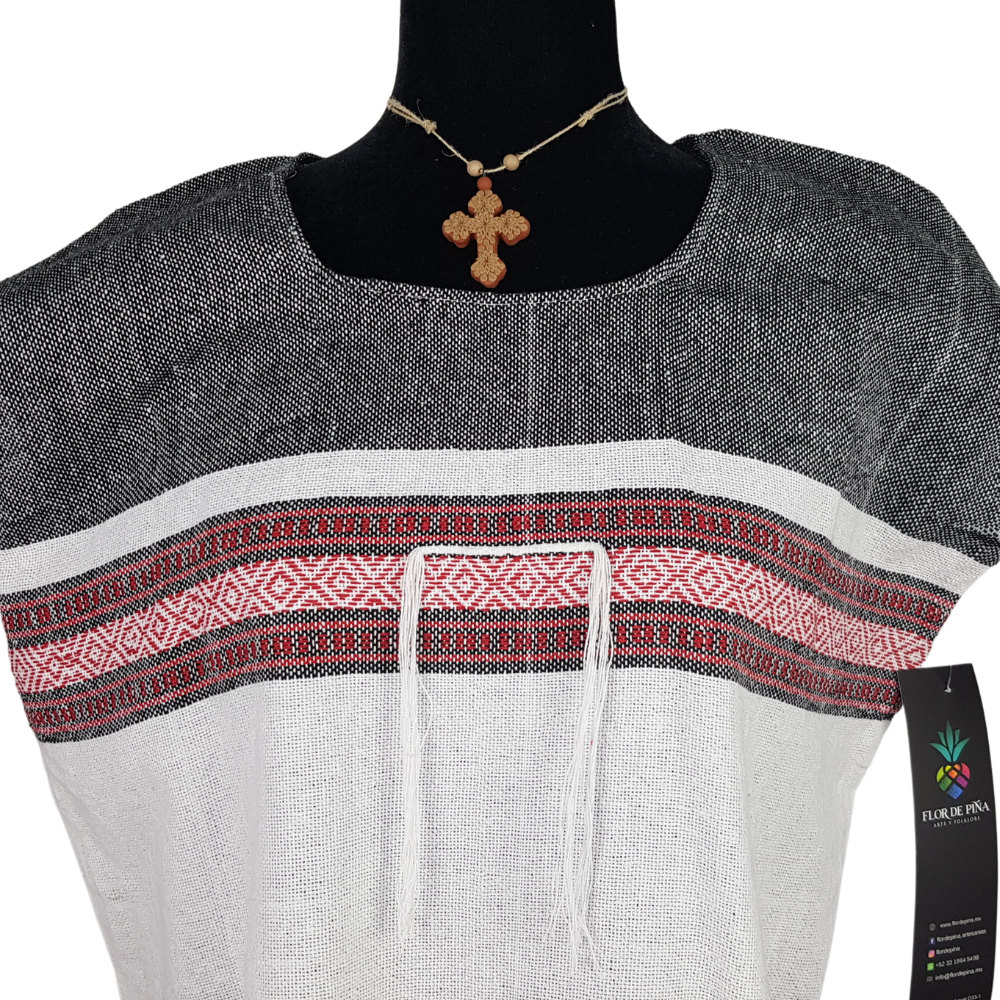 Blusa fresca de algodón hecha en telar de pedal, en Oaxaca