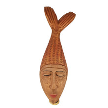 Cargar imagen en el visor de la galería, Rostro de sirena tallada en madera de pino
