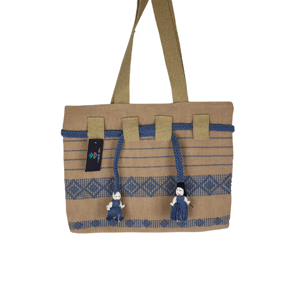 Bolsa de algodón tamaño grande elaborada en telar de cintura en Jalieza