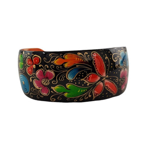 Brazalete ancho de cobre decorado con mariposas y flores