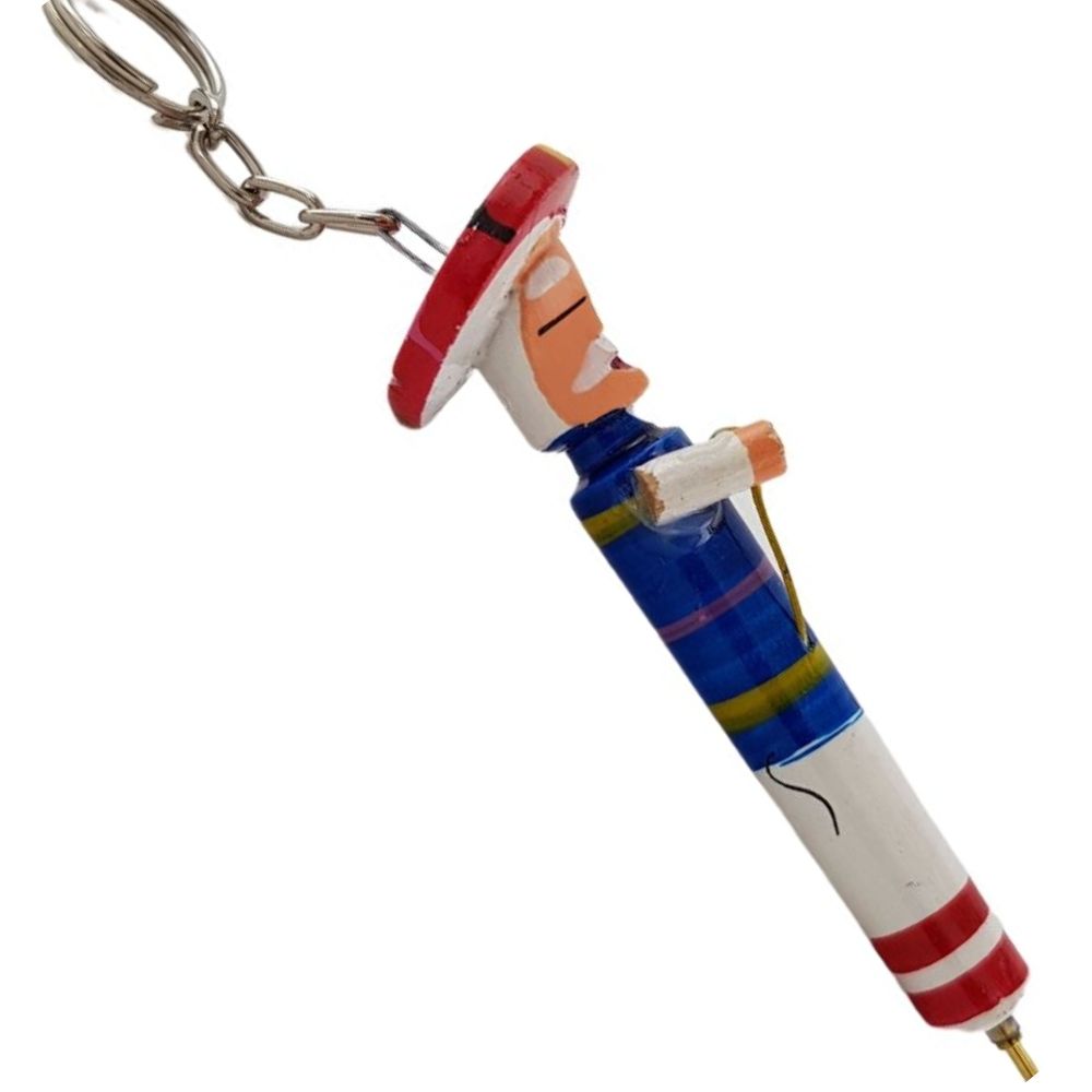 Pluma llavero de madera de la danza de los viejitos de Michoacán