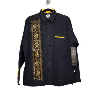 Guayabera yucateca de lino, diseño calabaza con bordados artesanales