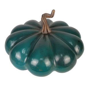 Calabaza decorativa de barro bruñido color turqueza