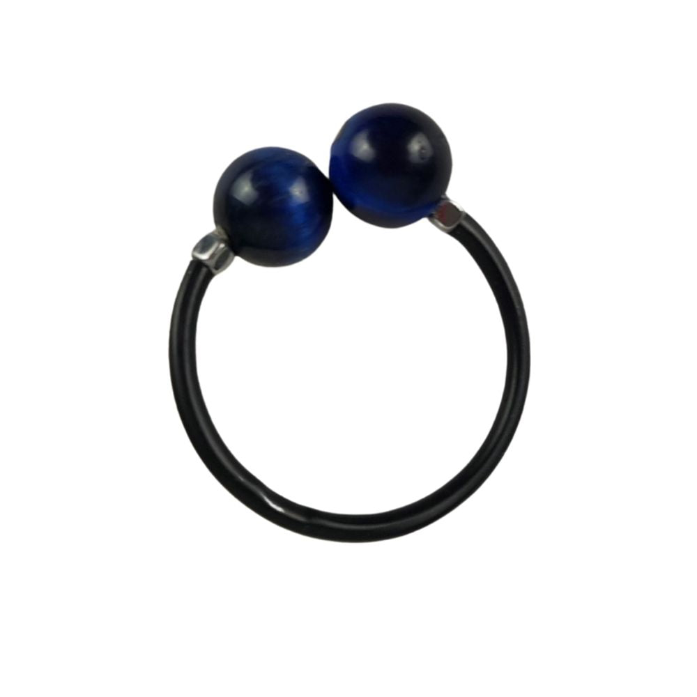 Anillo ajustable de caucho con piedra natural