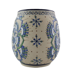 Tarro cervecero de cerámica Servin decorado a mano con mandalas