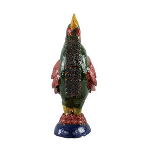 Gallo grande decorado con la técnica de barro vidriado