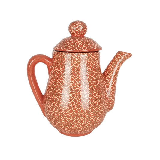 Jarra cafetera de barro capulineado decorada a mano