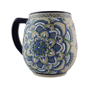 Tarro cervecero de cerámica Servín decorado a mano con mandalas
