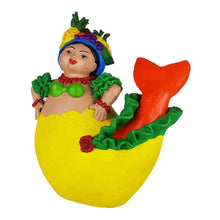 Cargar imagen en el visor de la galería, Sirena mexicana con decoraciones variadas, figura de barro de Tlaquepaque Jalisco
