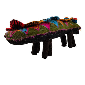 Animalito de lana, peluche cocodrilo artesanal bordado a mano
