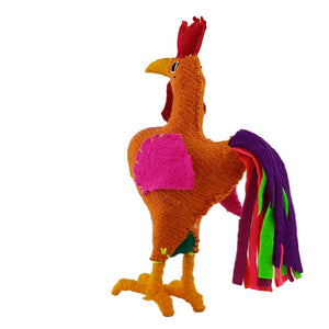 Animalito de lana, peluche gallo artesanal bordado a mano