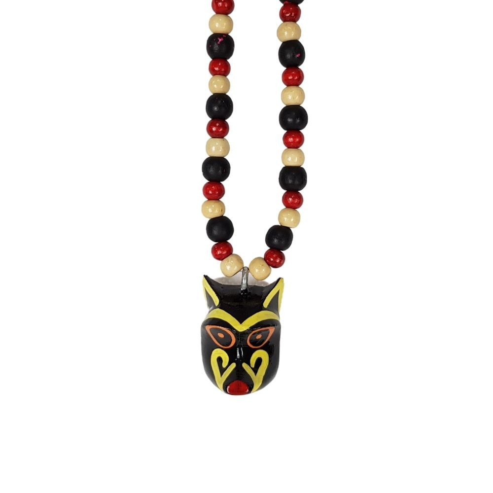 Collar de máscara miniatura del baile de los Morenos, tallada y decorada a mano