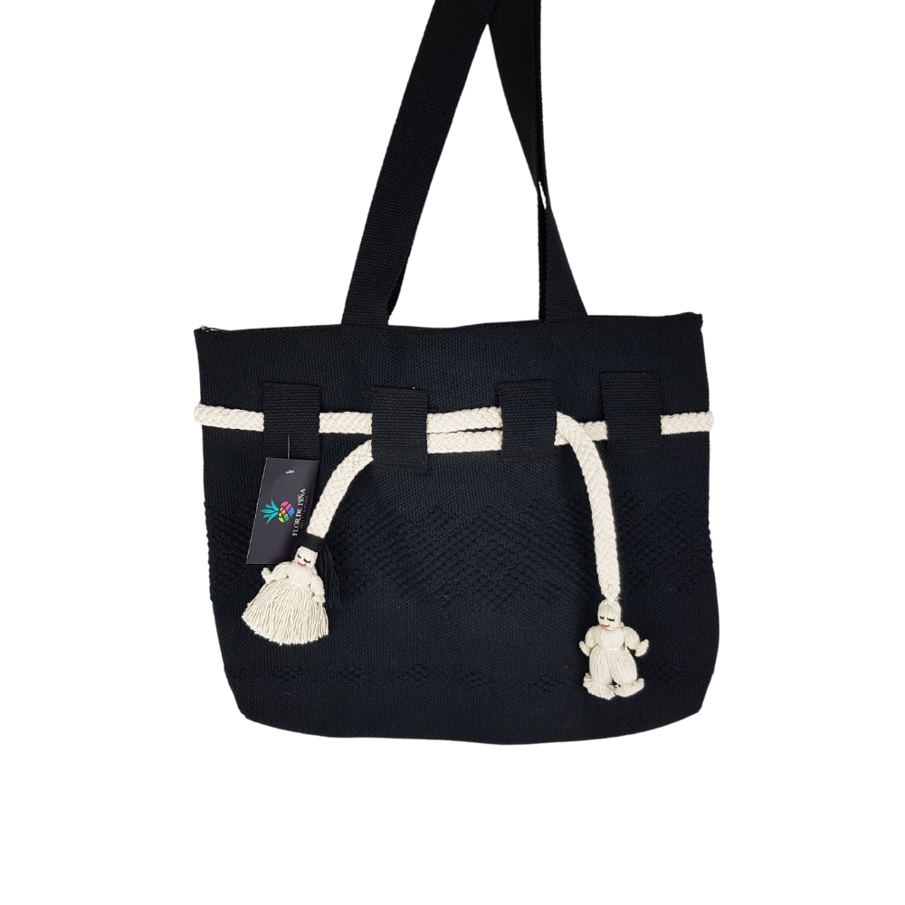 Bolsa de algodón tamaño grande elaborada en telar de cintura en Jalieza