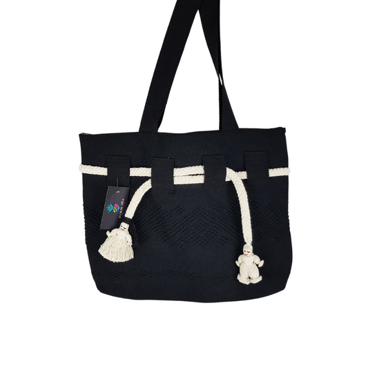 Bolsa de algodón tamaño grande elaborada en telar de cintura en Jalieza