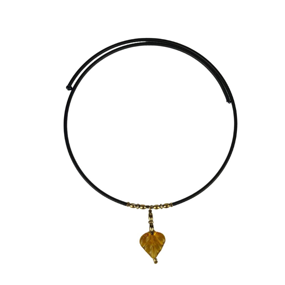gargantilla de caucho con piedra natural ámbar