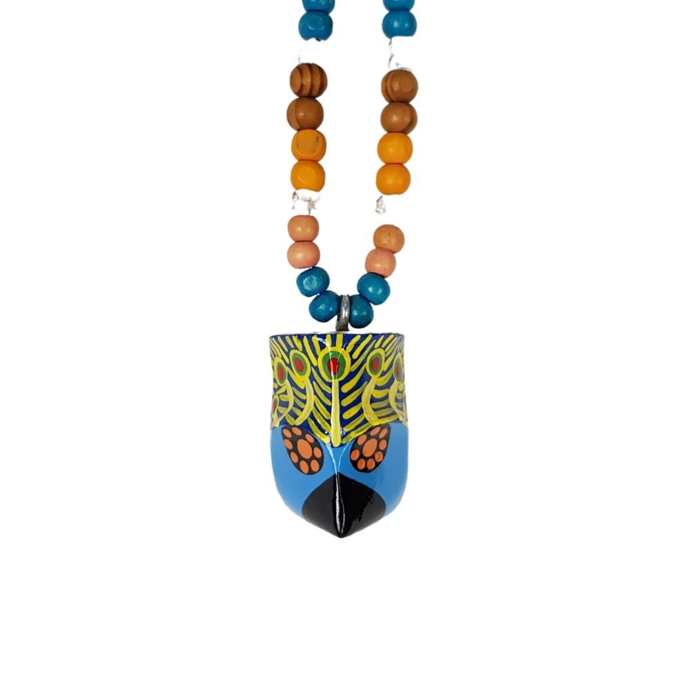 Collar de máscara miniatura del baile de los Morenos, tallada y decorada a mano