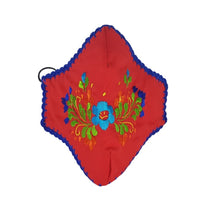 Cargar imagen en el visor de la galería, Cubrebocas con bordado San Antonino decorado con tejido de gancho, elegante, fresco y ligero
