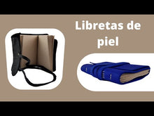 Cargar y reproducir el video en el visor de la galería, Libreta de bolsillo con hojas de papel reciclado y forro de piel costurada a mano
